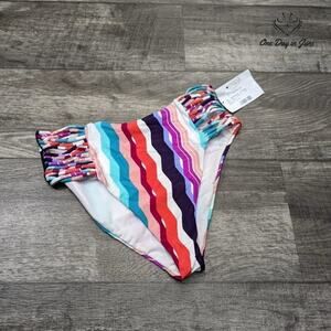 Macy's Strappy Striped High Waist Bikini Bottom Size S